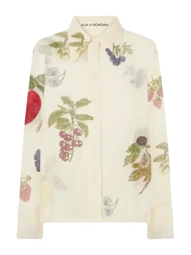 ALIX OF BOHEMIA Dana Nine Fruit Printed Cotton-mesh Shirt