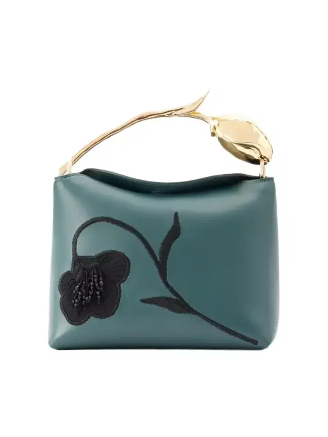 Erdem Bloom Medium Bead-embellished Embroidered Leather Clutch