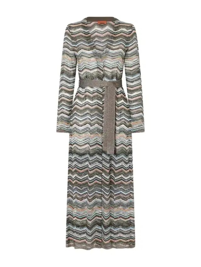 Missoni Striped Belted Crochet-knit Cardigan