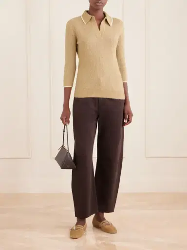Marant Étoile Nathalie Ribbed-detail Wool-blend Knitted Polo | Thumbnail 2 Marant Étoile Nathalie Ribbed-detail Wool-blend Knitted Polo | Thumbnail 2