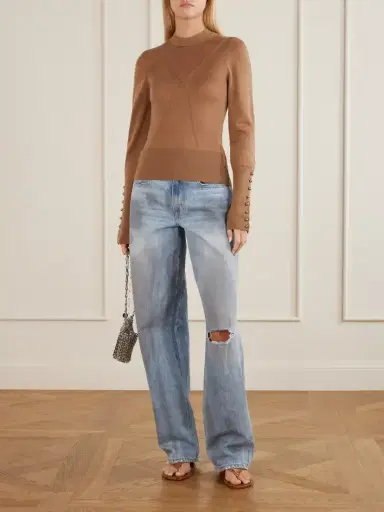 Rabanne Ribbed Embellished Wool And Silk-blend Sweater | Thumbnail 2