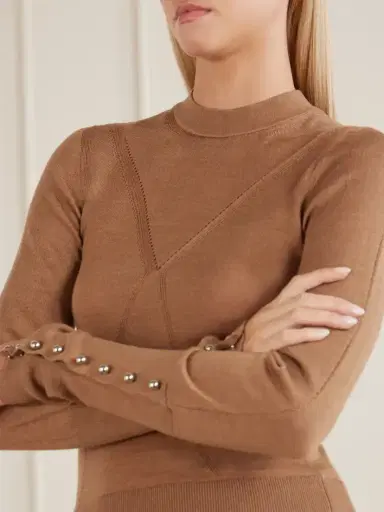 Rabanne Ribbed Embellished Wool And Silk-blend Sweater | Thumbnail 4