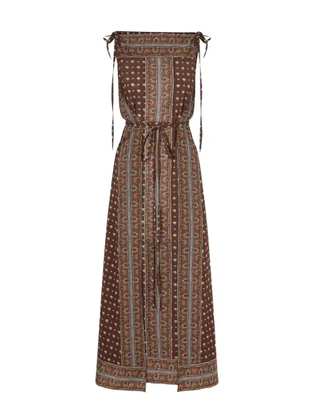 DÔEN Amarante Belted Printed Organic Cotton-voile Midi Dress