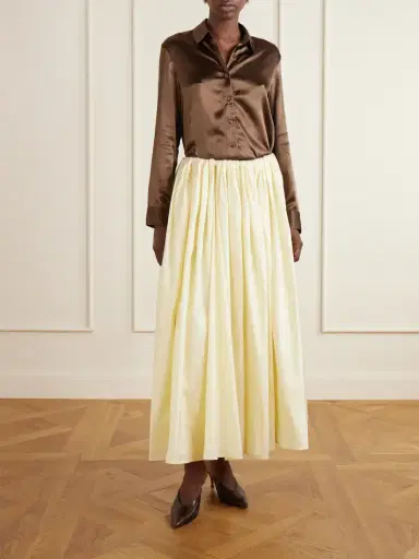 Abadia Elodie Pleated Duchesse-satin Midi Skirt | Thumbnail 2 Abadia Elodie Pleated Duchesse-satin Midi Skirt | Thumbnail 2