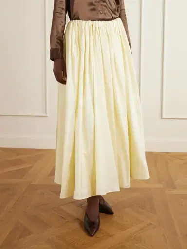 Abadia Elodie Pleated Duchesse-satin Midi Skirt | Thumbnail 3 Abadia Elodie Pleated Duchesse-satin Midi Skirt | Thumbnail 3