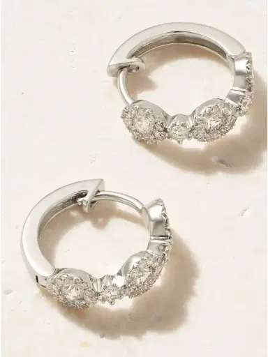 David Morris Triolette 18-karat White Gold Diamond Hoop Earrings | Thumbnail 3 David Morris Triolette 18-karat White Gold Diamond Hoop Earrings | Thumbnail 3