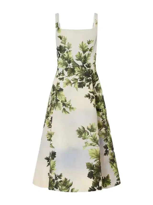 Oscar de la Renta Printed Faille Midi Dress