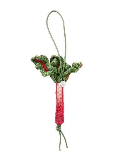 JW Anderson Rhubarb Leather-trimmed Crocheted Cotton Charm | Thumbnail 1 JW Anderson Rhubarb Leather-trimmed Crocheted Cotton Charm | Thumbnail 1