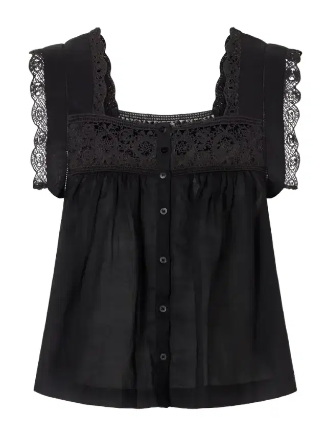 Citizens of Humanity Mia Embroidered Pleated Ramie Blouse