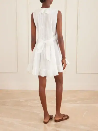 DÔEN Henrietta Ruffled Embroidered Ramie Mini Dress | Thumbnail 3