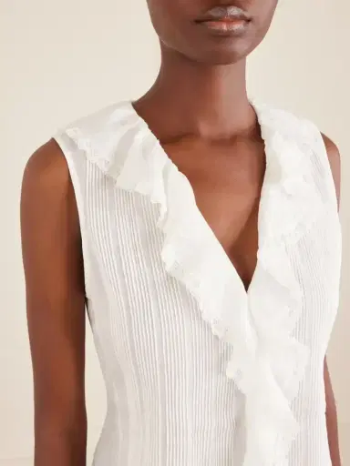 DÔEN Henrietta Ruffled Embroidered Ramie Mini Dress | Thumbnail 4