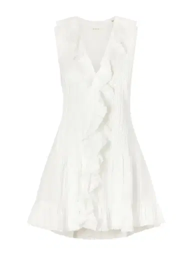 DÔEN Henrietta Ruffled Embroidered Ramie Mini Dress | Thumbnail 1