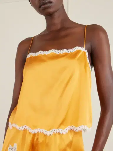 DÔEN Loure Lace-trimmed Silk-satin Top | Thumbnail 4