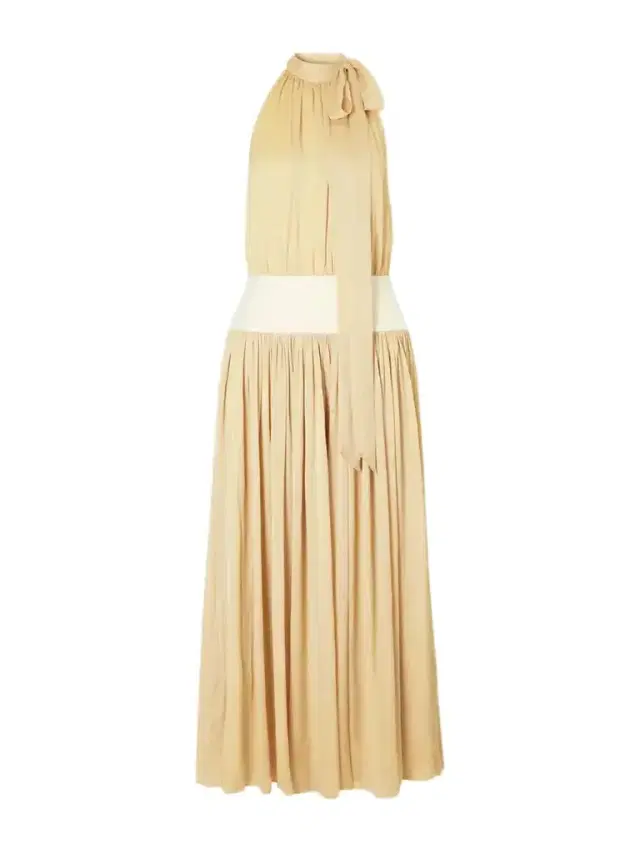 Abadia Knotted Halterneck Satin-trimmed Crepon Midi Dress