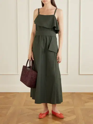Proenza Schouler White Label Reign Belted Cotton-blend Midi Dress | Thumbnail 2 Proenza Schouler White Label Reign Belted Cotton-blend Midi Dress | Thumbnail 2
