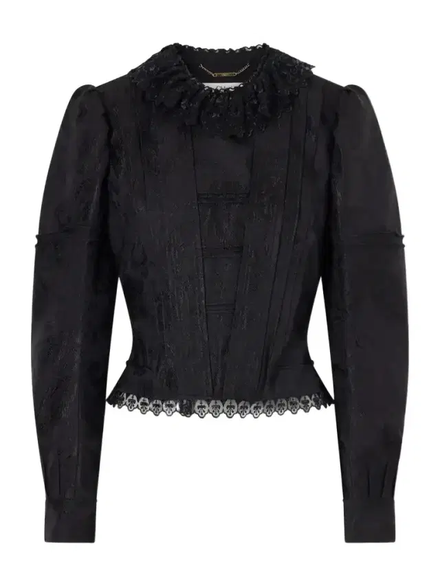 Chloé Ruffled Lace-trimmed Floral-jacquard Jacket