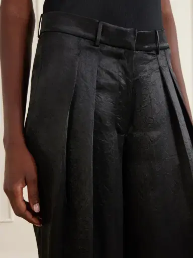 Abadia Pleated Satin High-waist Wide-leg Pants | Thumbnail 4