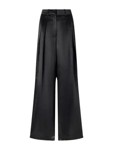 Abadia Pleated Satin High-waist Wide-leg Pants | Thumbnail 1