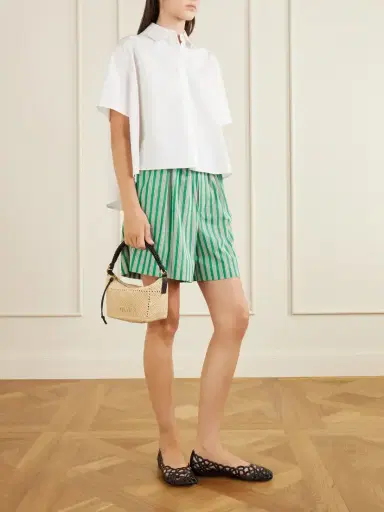 Loewe + Paula's Ibiza Cala Leather-trimmed Raffia Pouch | Thumbnail 3