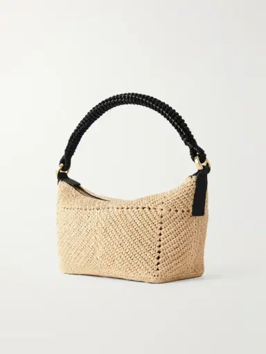 Loewe + Paula's Ibiza Cala Leather-trimmed Raffia Pouch | Thumbnail 4