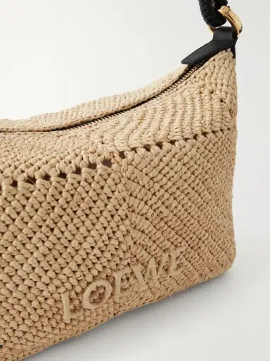 Loewe + Paula's Ibiza Cala Leather-trimmed Raffia Pouch | Thumbnail 5