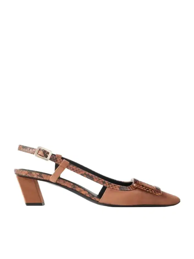 Roger Vivier 45 Snake-effect Leather-trimmed Suede Pumps