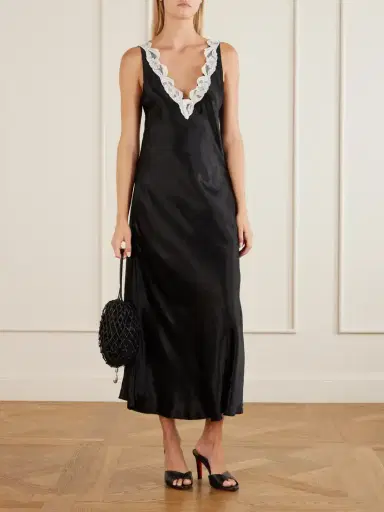Maria McManus Lace-trimmed Satin Maxi Dress | Thumbnail 2 Maria McManus Lace-trimmed Satin Maxi Dress | Thumbnail 2