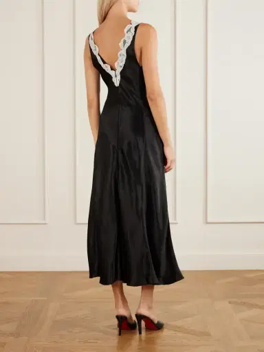 Maria McManus Lace-trimmed Satin Maxi Dress | Thumbnail 3 Maria McManus Lace-trimmed Satin Maxi Dress | Thumbnail 3