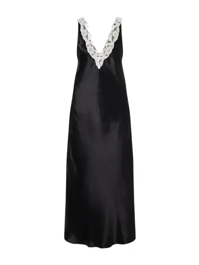 Lace-trimmed Satin Maxi Dress