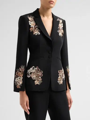 Cinq à Sept Women's Isby Floral Border Blazer - Black Neutral Multi - Size 14 | Thumbnail 4 Cinq à Sept Women's Isby Floral Border Blazer - Black Neutral Multi - Size 14 | Thumbnail 4