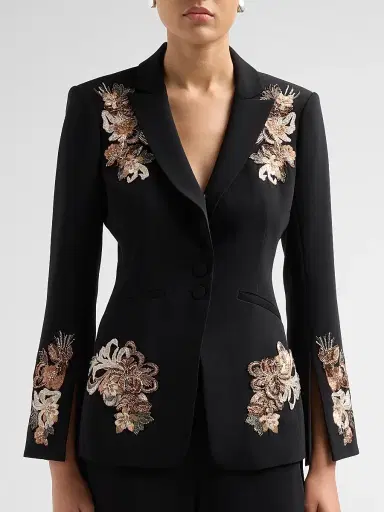 Cinq à Sept Women's Isby Floral Border Blazer - Black Neutral Multi - Size 14 | Thumbnail 5 Cinq à Sept Women's Isby Floral Border Blazer - Black Neutral Multi - Size 14 | Thumbnail 5