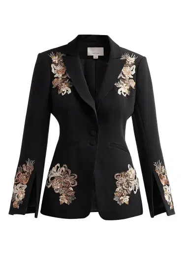 Cinq à Sept Women's Isby Floral Border Blazer - Black Neutral Multi - Size 14 | Thumbnail 1 Cinq à Sept Women's Isby Floral Border Blazer - Black Neutral Multi - Size 14 | Thumbnail 1