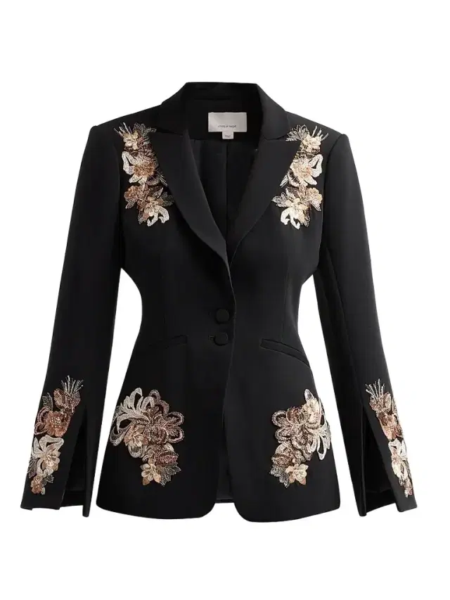 Cinq à Sept Women's Isby Floral Border Blazer - Black Neutral Multi