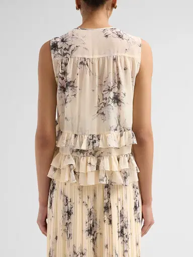 Cinq à Sept Women's Ariette Hand-Sketched Floral Top - Gardenia Black - Size XL | Thumbnail 3 Cinq à Sept Women's Ariette Hand-Sketched Floral Top - Gardenia Black - Size XL | Thumbnail 3