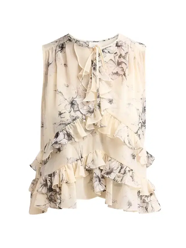 Cinq à Sept Women's Ariette Hand-Sketched Floral Top - Gardenia Black