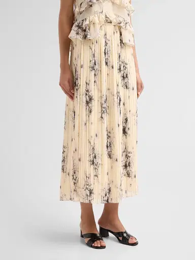 Cinq à Sept Women's Delaine Hand-Sketched Floral Midi Skirt - Gardenia Black | Thumbnail 4 Cinq à Sept Women's Delaine Hand-Sketched Floral Midi Skirt - Gardenia Black | Thumbnail 4