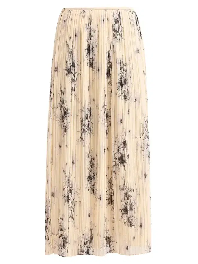 Women's Delaine Hand-Sketched Floral Midi Skirt - Gardenia Black