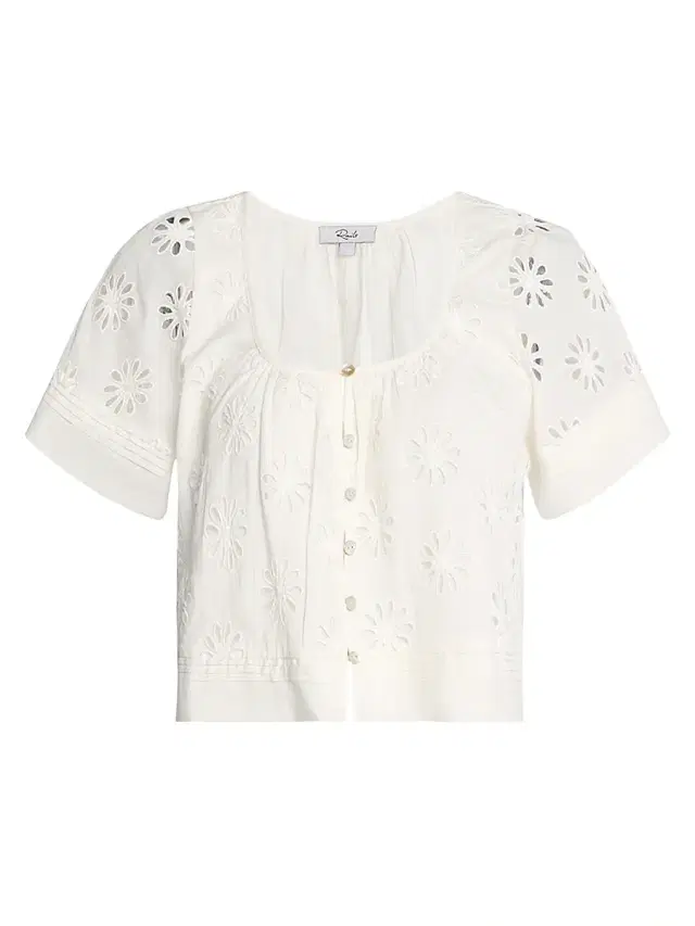 RAILS Women's Bambina Floral Cut-Out Cotton Blouse - White - Size XL