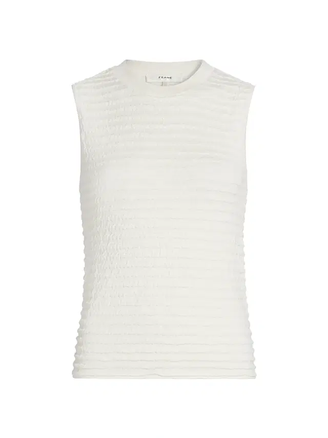 FRAME Women's Smocked Silk-Cotton Crewneck Tank - Cream