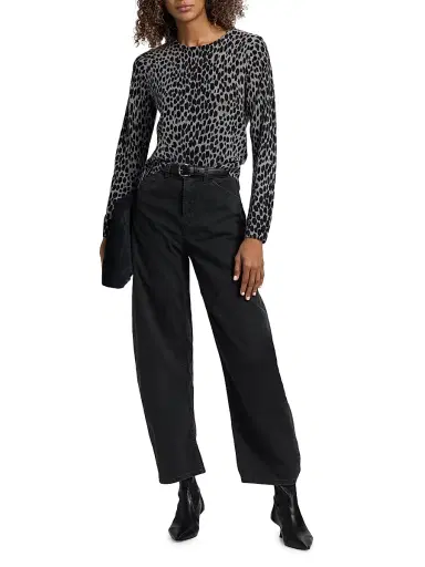 Nili Lotan Women's Laevin Animal-Print Cashmere Cardigan - Pebble Grey Heather Black - Size XL | Thumbnail 2 Nili Lotan Women's Laevin Animal-Print Cashmere Cardigan - Pebble Grey Heather Black - Size XL | Thumbnail 2