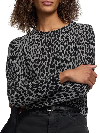 Nili Lotan Women's Laevin Animal-Print Cashmere Cardigan - Pebble Grey Heather Black - Size XL | Thumbnail 6 Nili Lotan Women's Laevin Animal-Print Cashmere Cardigan - Pebble Grey Heather Black - Size XL | Thumbnail 6
