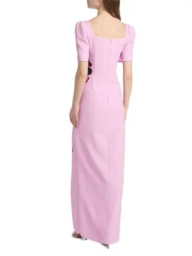 Teri Jon by Rickie Freeman Women's Digital Flower Print Crepe Column Gown - Blush Multi | Thumbnail 5