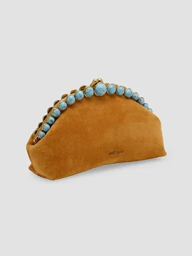 Cult Gaia Women's Una Bead-Trim Suede Clutch - Toasted Caramel | Thumbnail 2