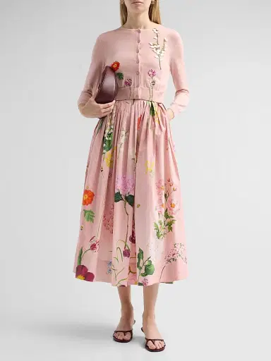 Oscar de la Renta Women's Mixed Floral-Embroidered Wool Cardigan | Thumbnail 2