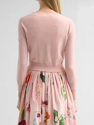 Oscar de la Renta Women's Mixed Floral-Embroidered Wool Cardigan | Thumbnail 3