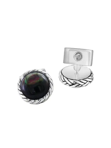 Saks Fifth Avenue Collection Men's COLLECTION 925 Sterling Silver & Mother Of Pearl Cufflinks - Silver | Thumbnail 3