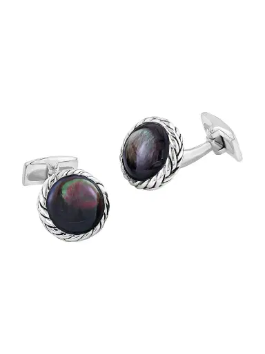 Saks Fifth Avenue Collection Men's COLLECTION 925 Sterling Silver & Mother Of Pearl Cufflinks - Silver | Thumbnail 1