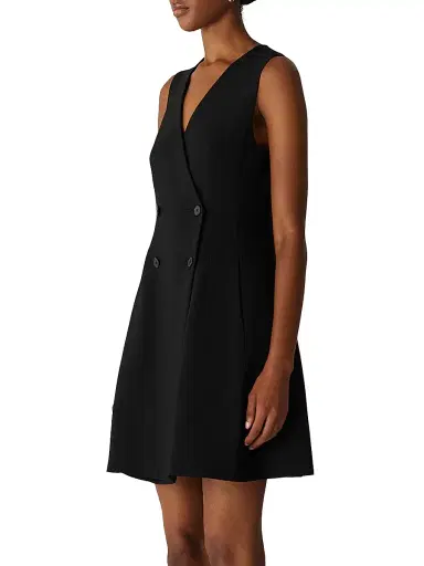 Rebecca Taylor Women's Double-Breasted Minidress - Black | Thumbnail 4