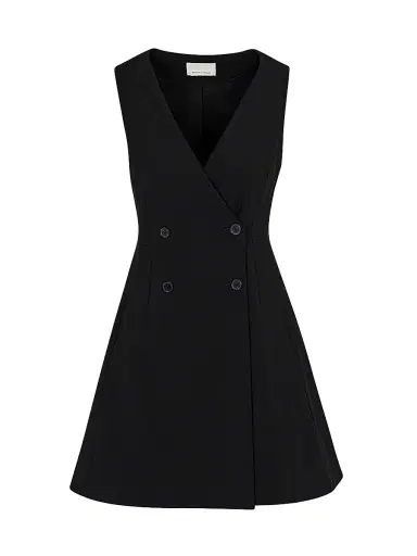 Rebecca Taylor Women's Double-Breasted Minidress - Black | Thumbnail 1