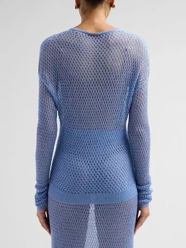 Kiki de Montparnasse Women's Silk Crochet Long-Sleeve Top | Thumbnail 3
